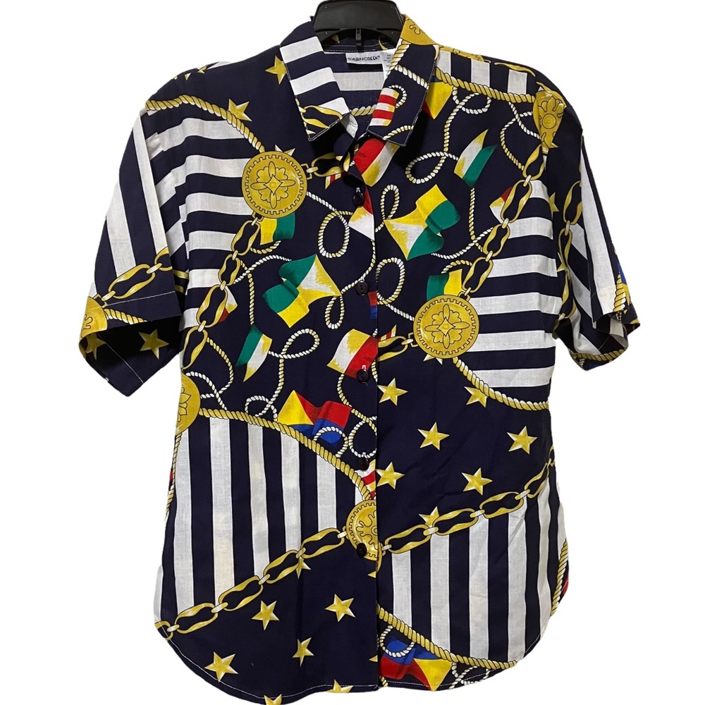 Vintage 90s Nautical Navy Button Down